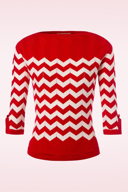 Banned Retro - Vanille Top in rood en wit