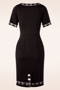 Banned Retro - Work It Out penciljurk met geruite afwerking in zwart 4