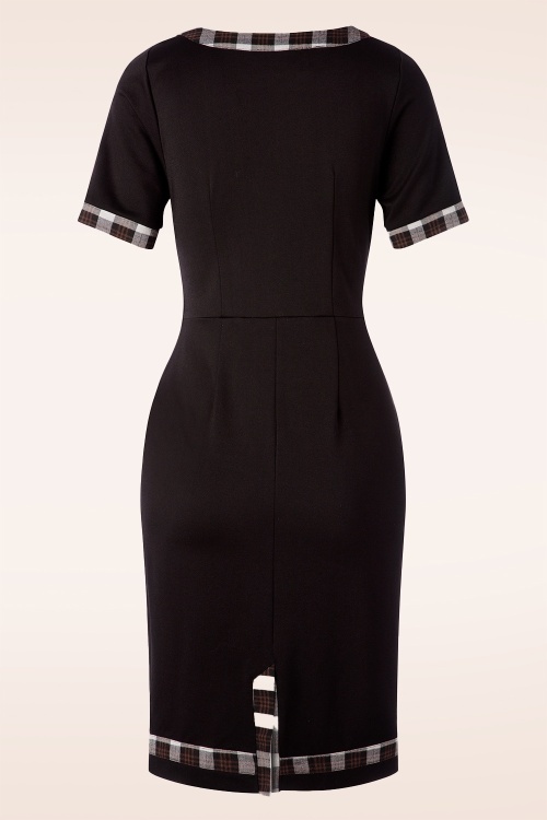 Banned Retro - Work It Out penciljurk met geruite afwerking in zwart 4