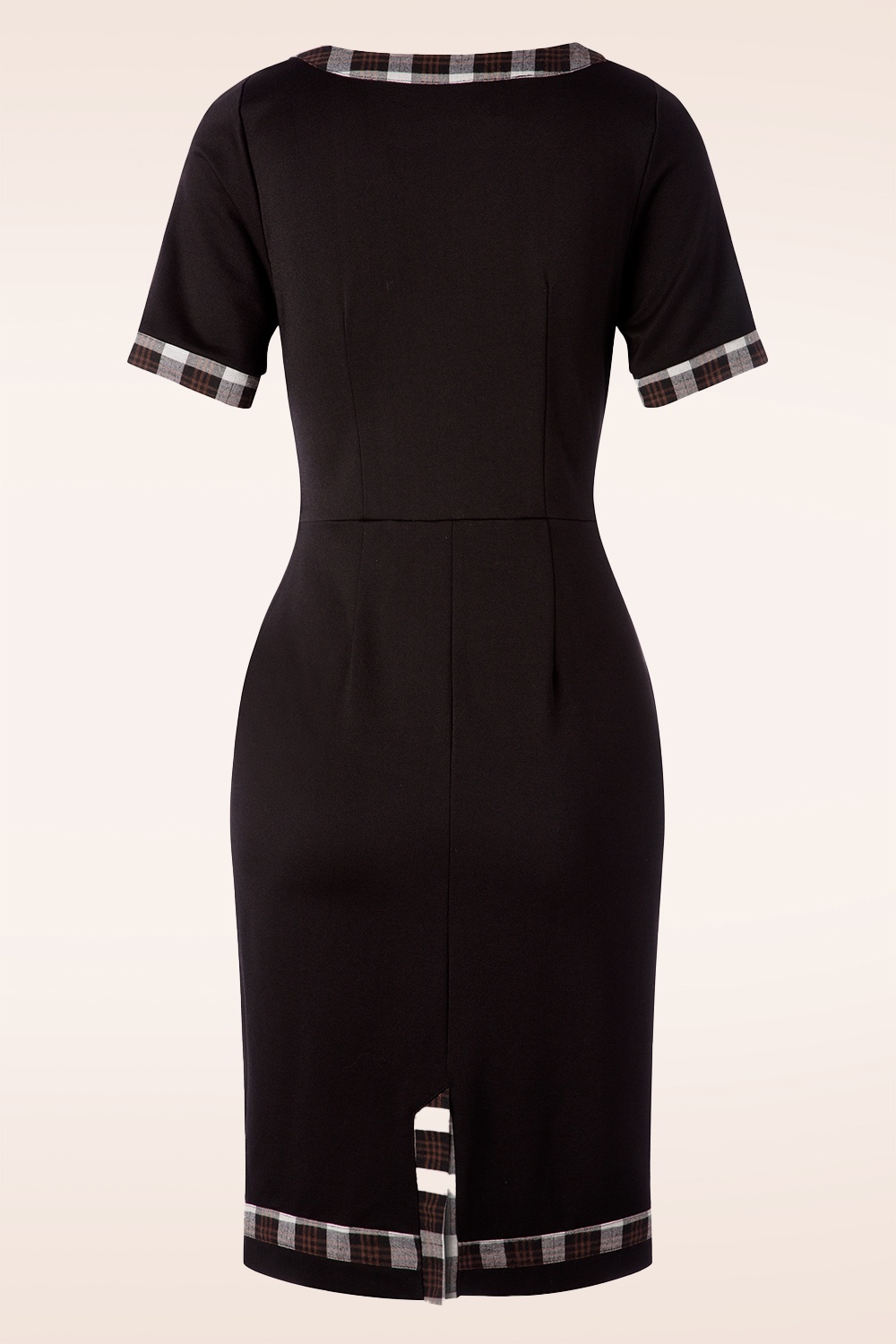 Banned Retro - Work It Out penciljurk met geruite afwerking in zwart 4