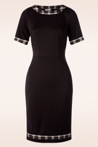 Banned Retro - Work It Out penciljurk met geruite afwerking in zwart 2