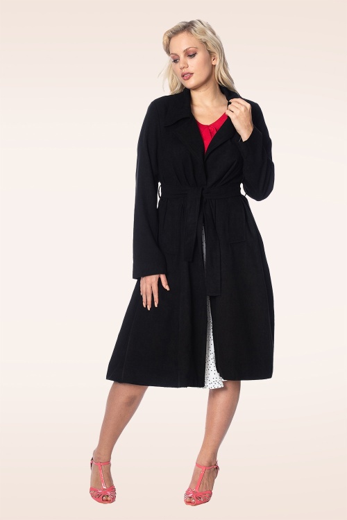 Banned Retro - Julia trenchcoat in zwart