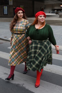 Banned Retro - Didi Checkered swing jurk in poederroze 4