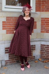 Hearts & Roses - Ramona swing jurk met bolero in bordeauxrood 6