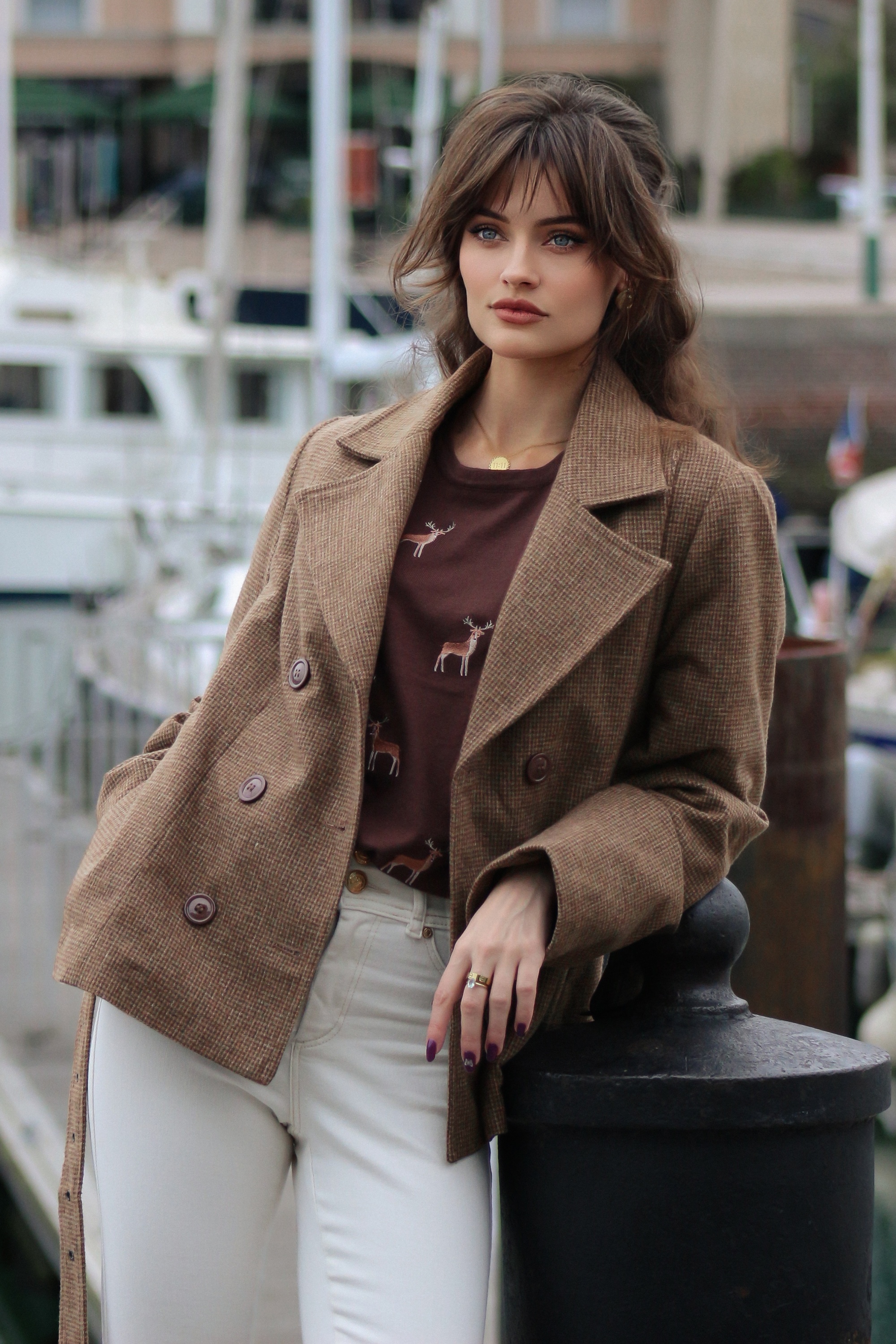 Topvintage Boutique Collection - Topvintage exclusive ~ Taylor Check Cropped jas in bruin 4