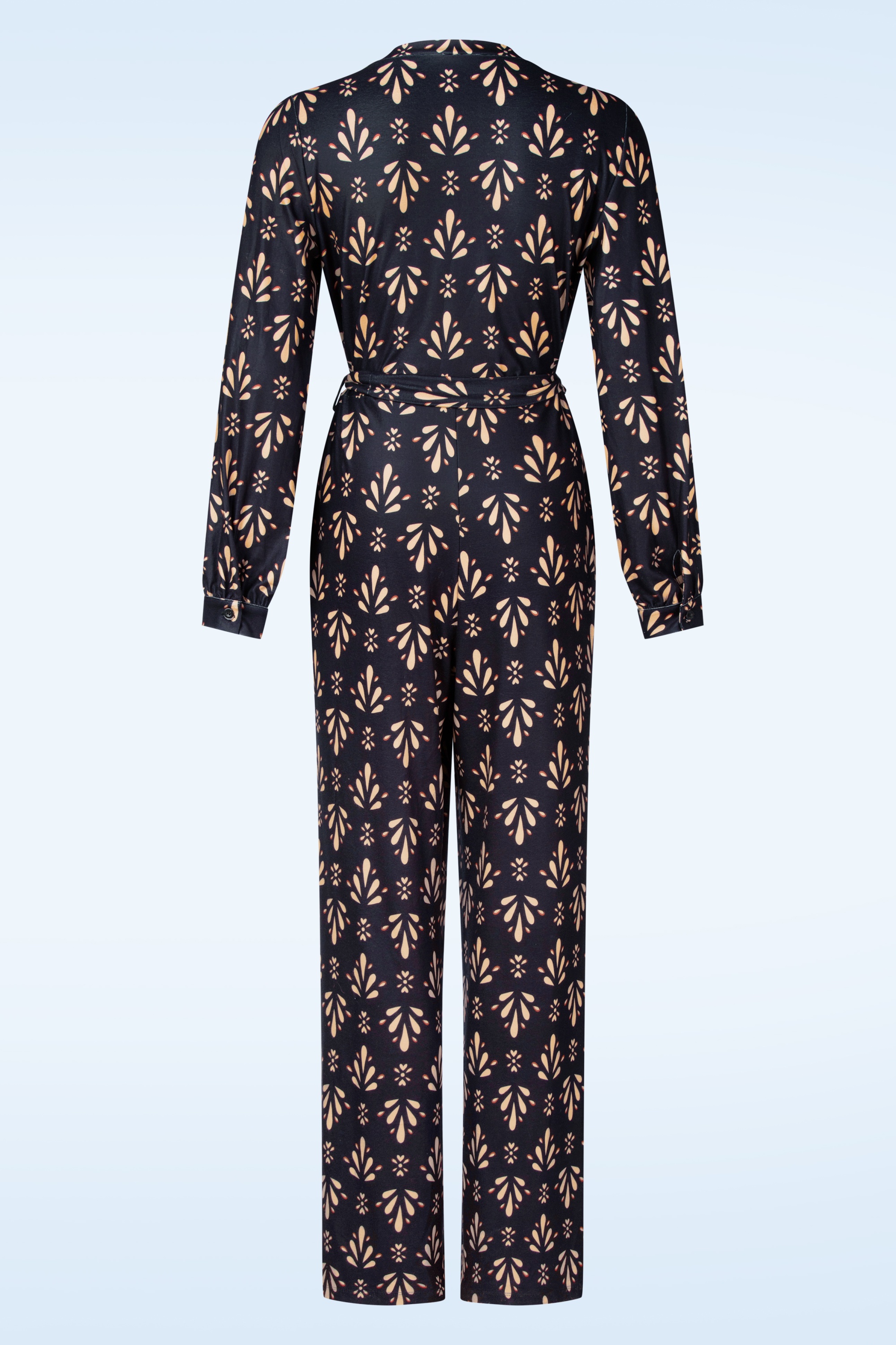 Smashed Lemon - Jessy jumpsuit in donkerblauw en beige 3