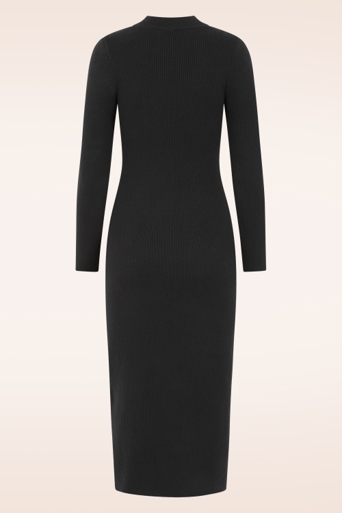 K-Design - Linear Luxe gebreide maxi jurk in zwart 5