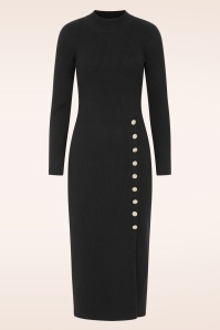 K-Design - Linear Luxe gebreide maxi jurk in zwart 2