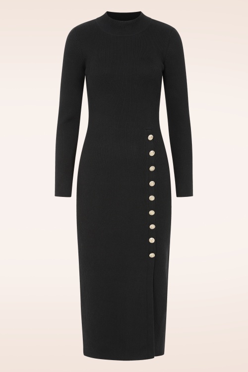 K-Design - Linear Luxe gebreide maxi jurk in zwart 2