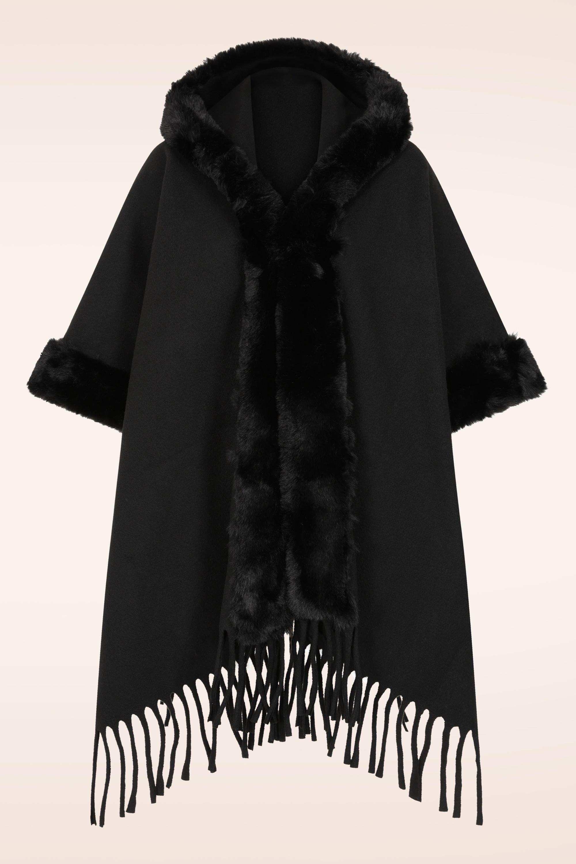 K-Design - Hood & Glow poncho in zwart