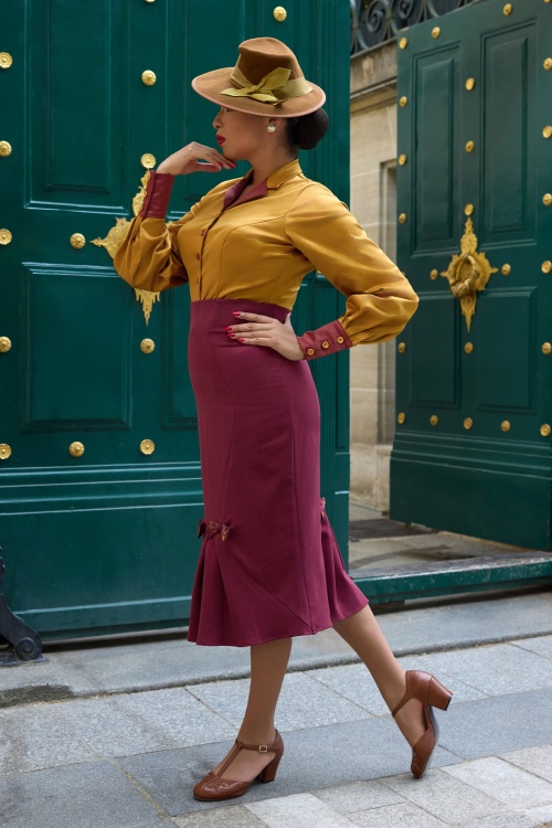 Miss Candyfloss - Lena Aurum Satin blouse in geelgoud 2