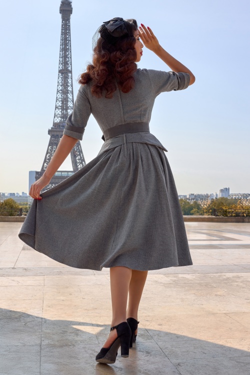 Miss Candyfloss - Loane Abalone flanellen swing jurk in grijs 3