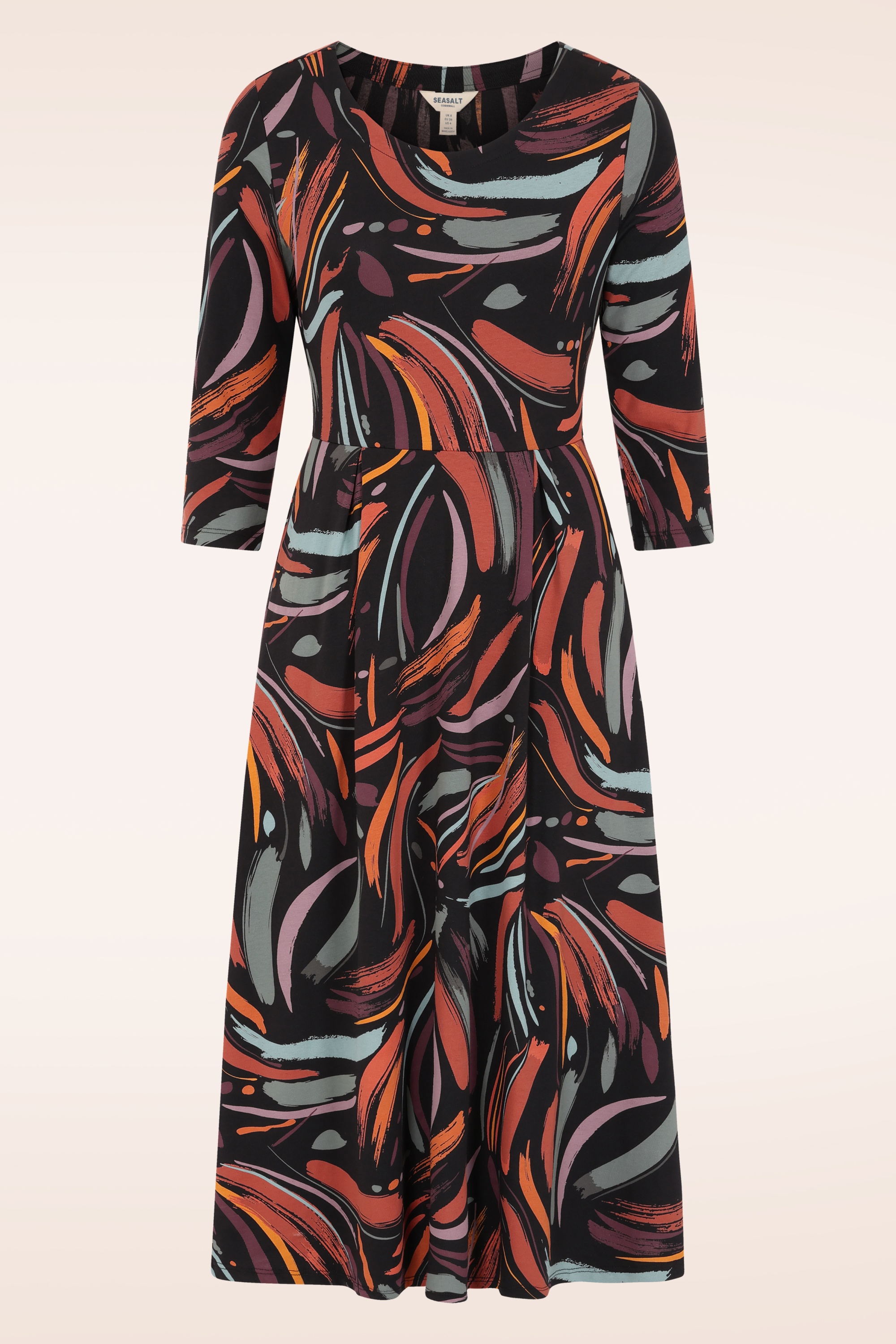 Seasalt - Veronica katoenen midi jurk in Dune Marks Onyx