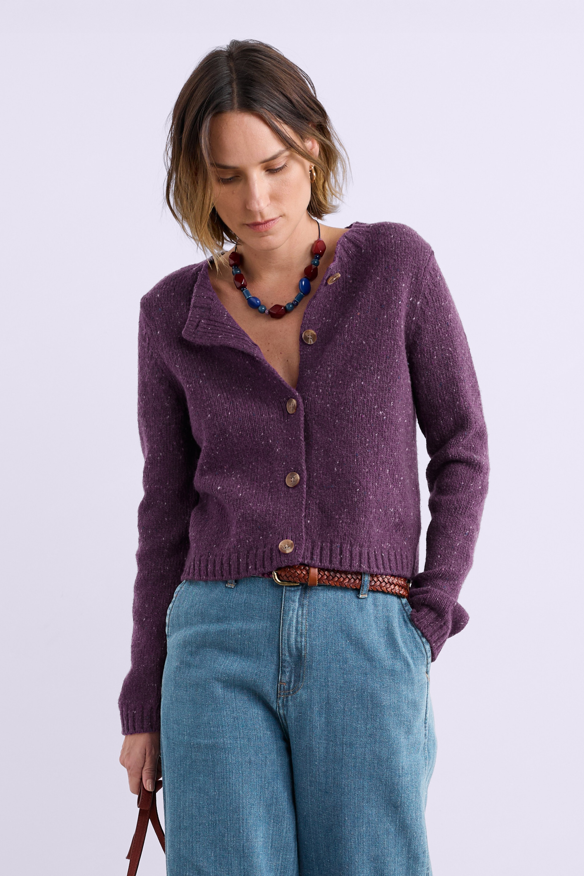Seasalt - Dawson Pick cardigan in merino druifpaars 2