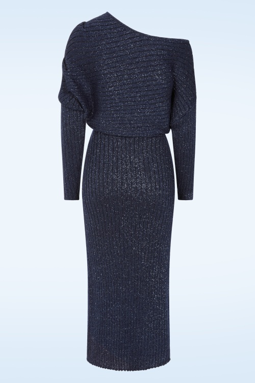 K-Design - Midnight Mirage gebreide midi jurk in donkerblauw 3