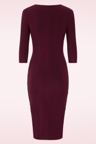 Vintage Chic for Topvintage - Topvintage exclusive ~ Rosalyn slinky pencil jurk in wijnrood 3
