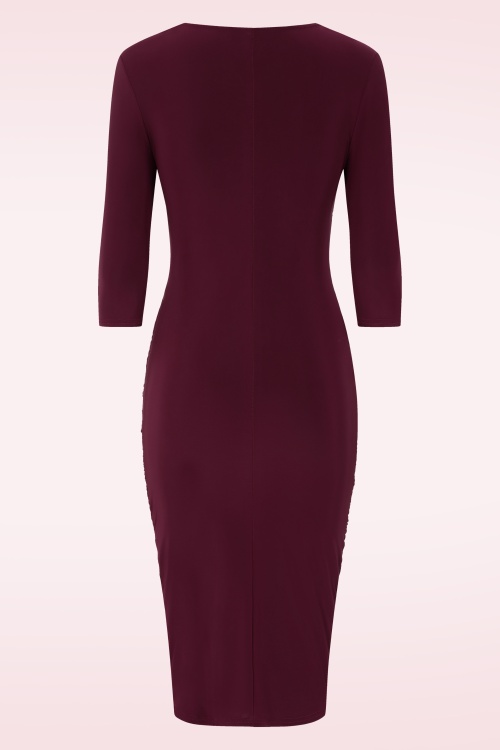 Vintage Chic for Topvintage - Topvintage exclusive ~ Rosalyn slinky pencil jurk in wijnrood 3