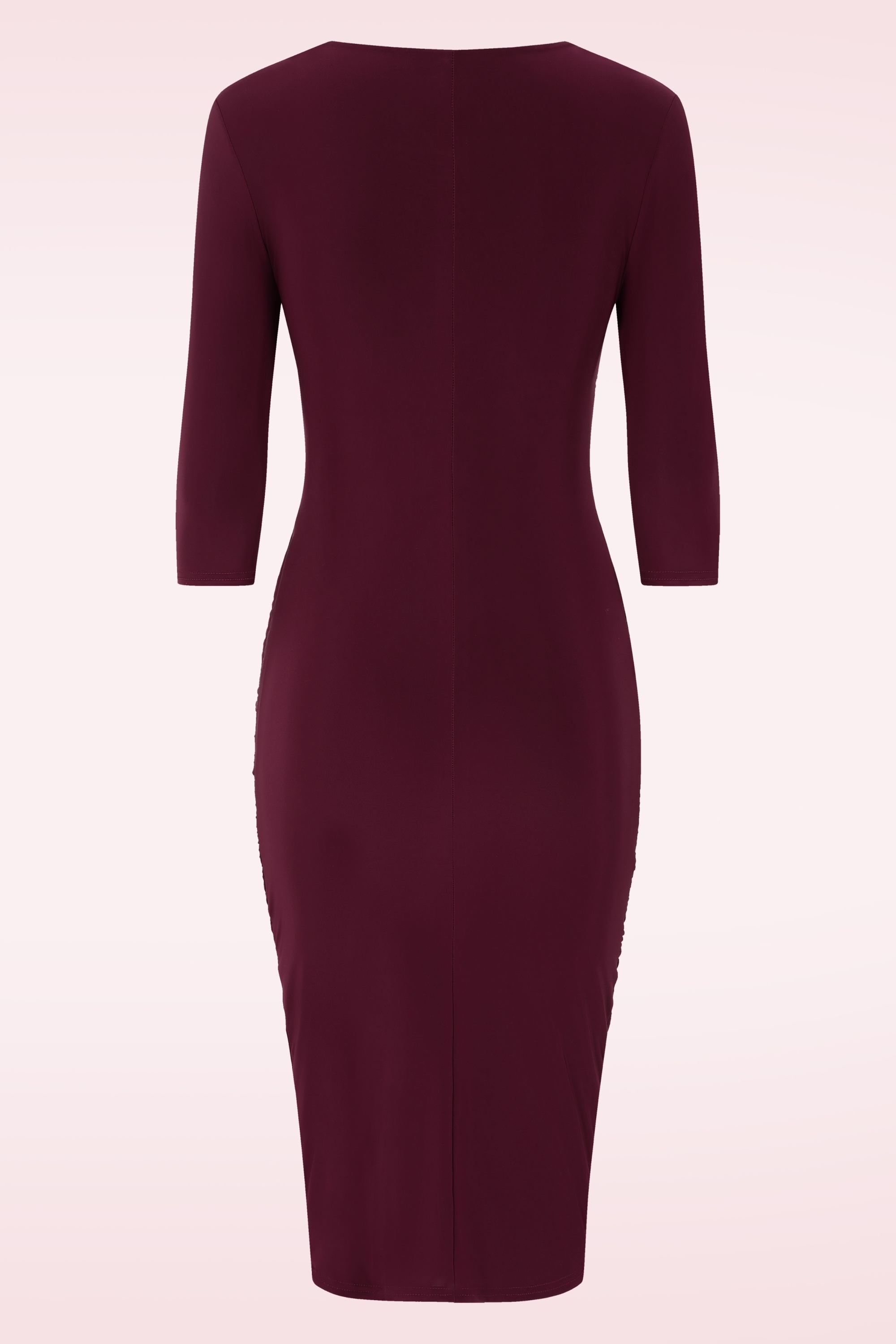 Vintage Chic for Topvintage - Topvintage exclusive ~ Rosalyn slinky pencil jurk in wijnrood 3