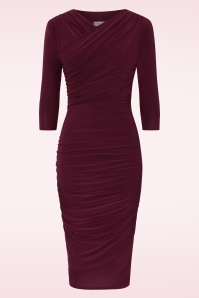 Vintage Chic for Topvintage - Topvintage exclusive ~ Rosalyn slinky pencil jurk in wijnrood