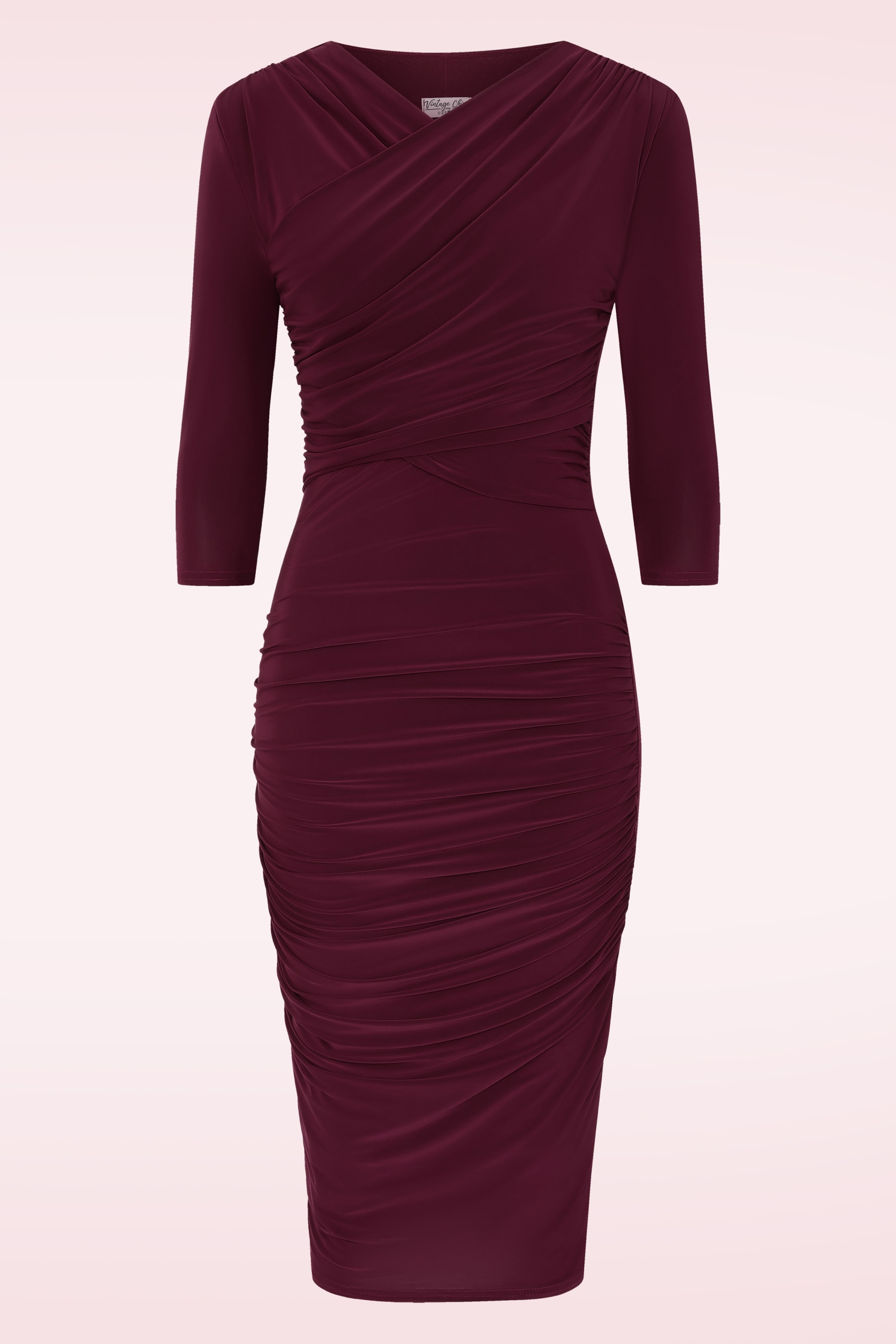 Vintage Chic for Topvintage - Topvintage exclusive ~ Rosalyn slinky pencil jurk in wijnrood