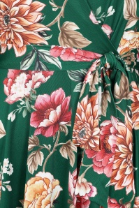 Vintage Chic for Topvintage - Topvintage exclusive ~ Blooming Belle slinky swing jurk in groen en multi 2