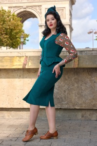 Miss Candyfloss - Victoire Kat Corduroy pencil rok in petrol 2