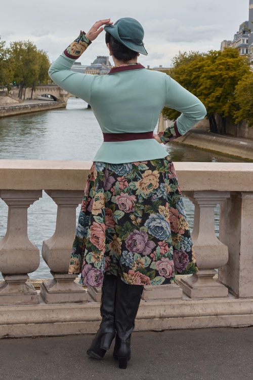 Miss Candyfloss - Zelie Minty Floral swing jurk in mint 3