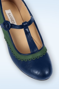 Banned Retro - Vintage Voyager pumps in navy en groen 2