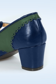 Banned Retro - Vintage Voyager pumps in navy en groen 3