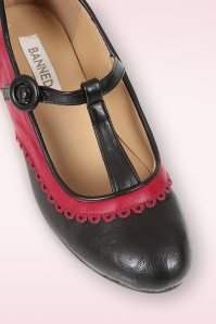 Banned Retro - Vintage Voyager pumps in zwart en rood 2