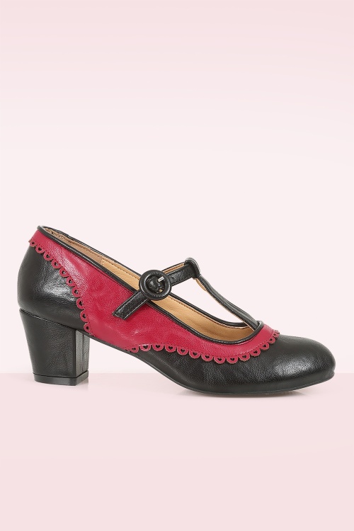 Banned Retro - Vintage Voyager pumps in zwart en rood