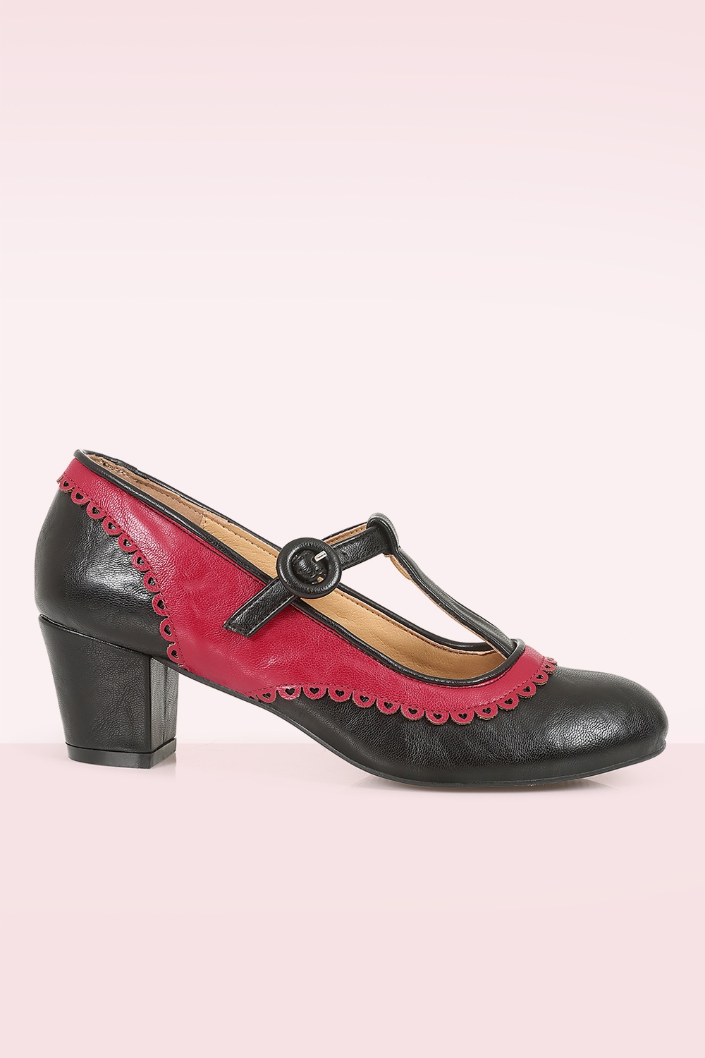 Banned Retro - Vintage Voyager pumps in zwart en rood
