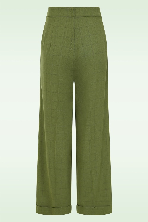 Banned Retro - Tailored Check Dream pantalon in groen 4