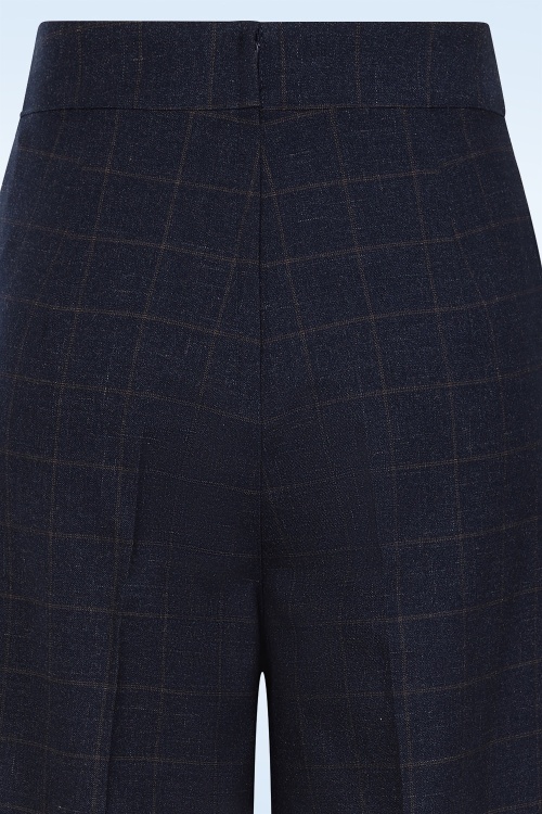 Banned Retro - Tailored Check Dream pantalon in marineblauw 3