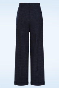 Banned Retro - Tailored Check Dream pantalon in marineblauw 4