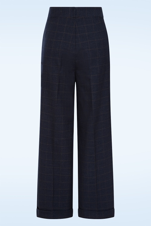 Banned Retro - Tailored Check Dream pantalon in marineblauw 4