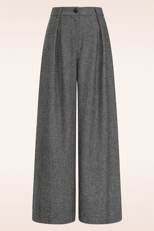 Banned Retro -  Statement Wide Leg pantalon in grijs