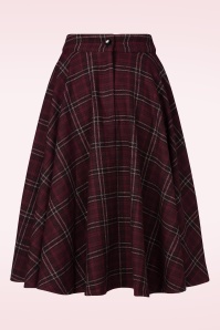 Banned Retro - Terry Check Wool swing rok in bordeauxrood  3