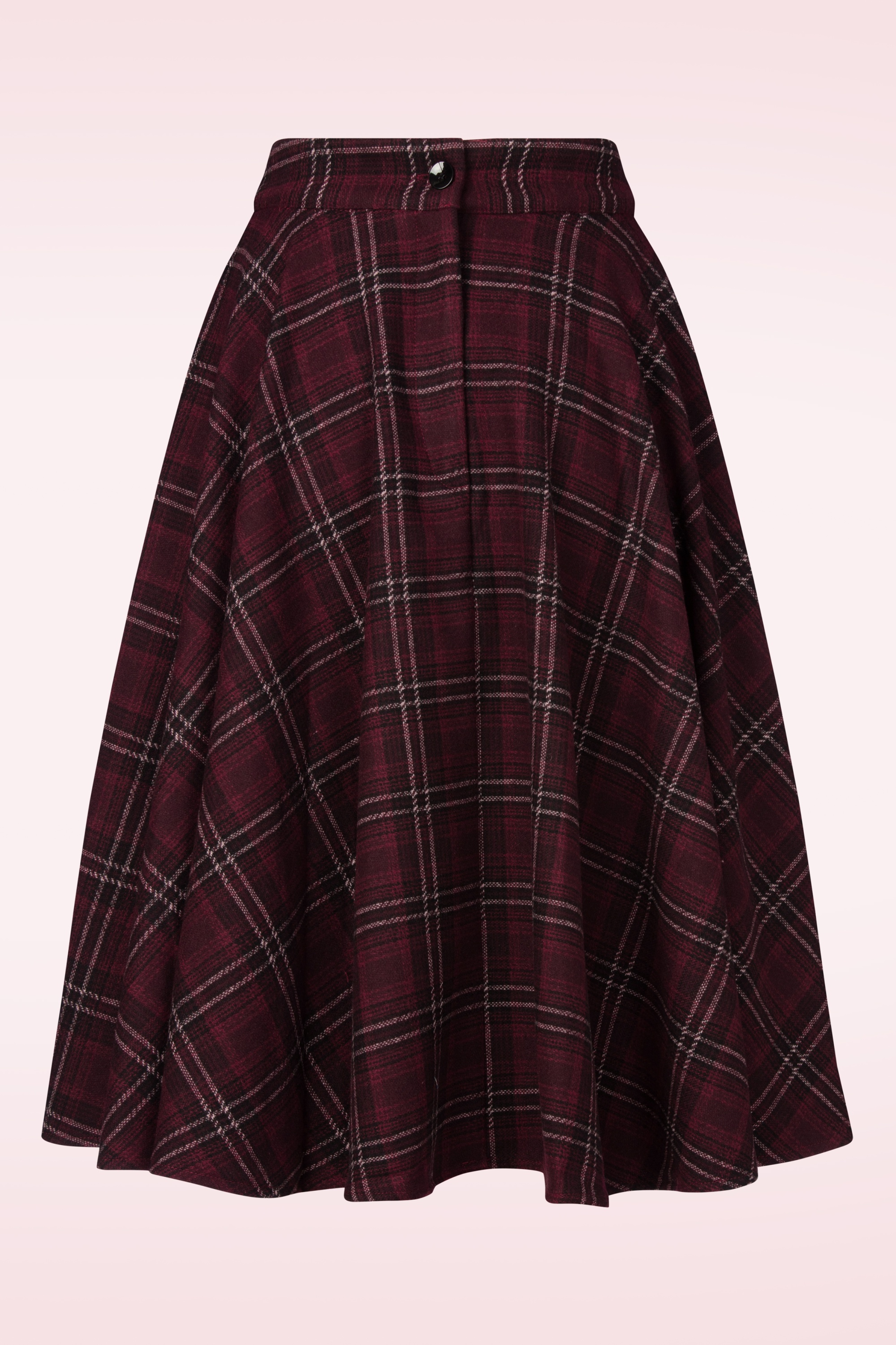 Banned Retro - Terry Check Wool swing rok in bordeauxrood  3