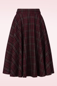 Banned Retro - Terry Check Wool swing rok in bordeauxrood 