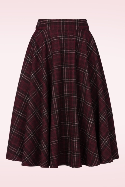 Banned Retro - Terry Check Wool swing rok in bordeauxrood 
