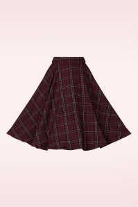 Banned Retro - Terry Check Wool swing rok in bordeauxrood  2