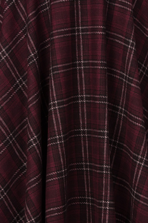 Banned Retro - Terry Check Wool swing rok in bordeauxrood  4