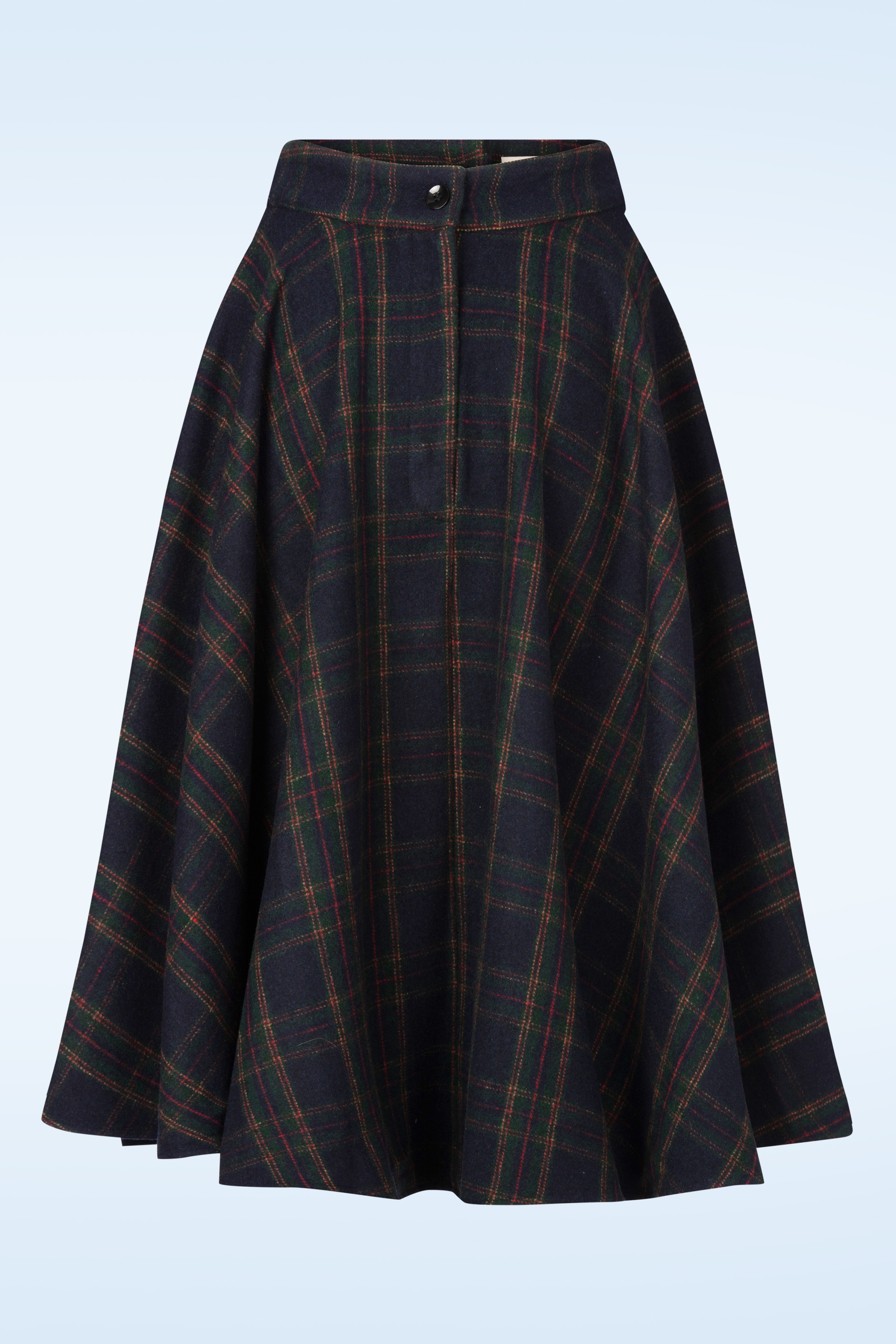 Banned Retro - Terry Check Wool swing rok in marineblauw 3