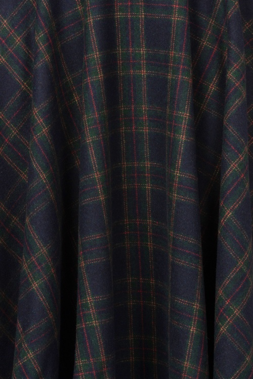 Banned Retro - Terry Check Wool swing rok in marineblauw 4