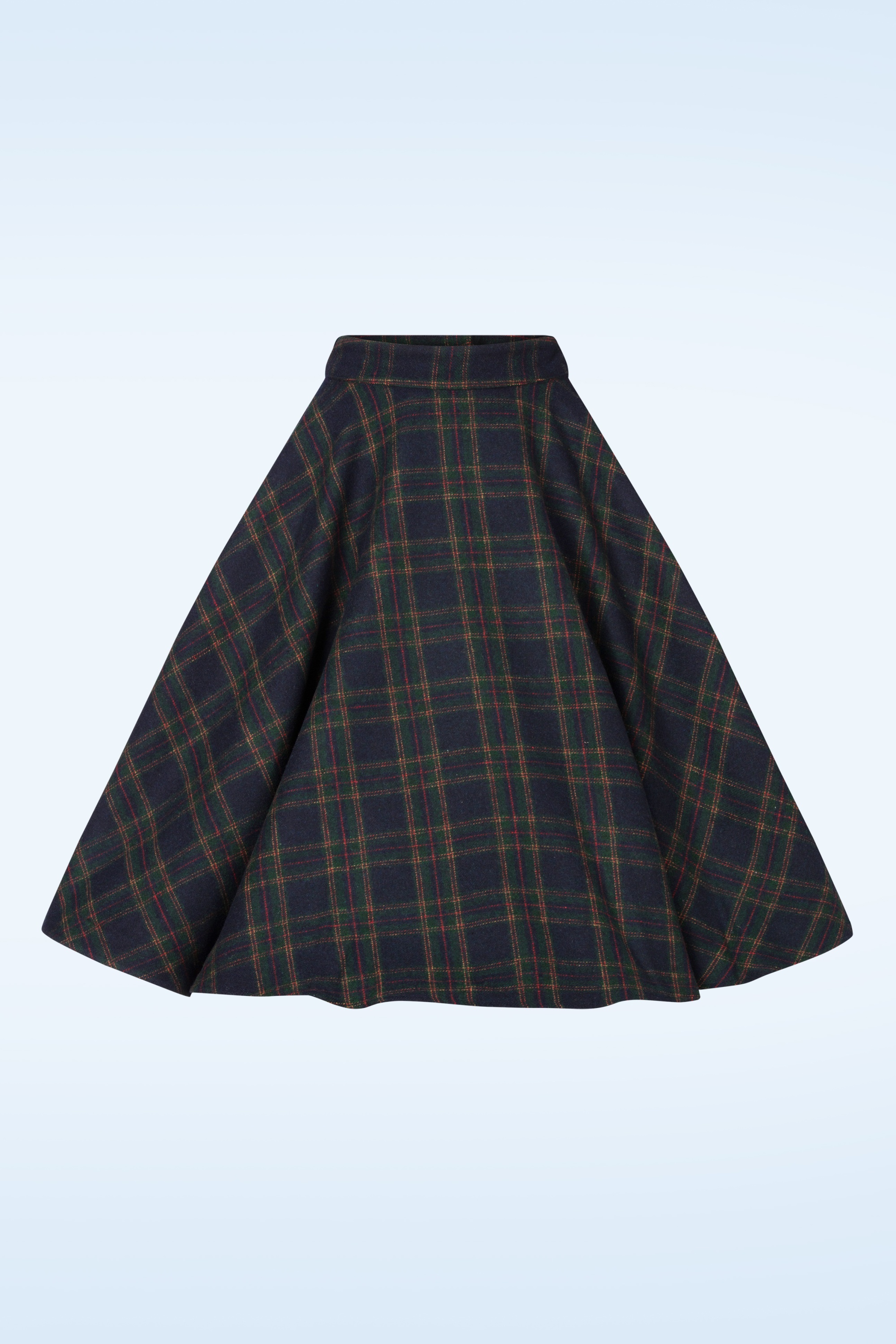 Banned Retro - Terry Check Wool swing rok in marineblauw 2