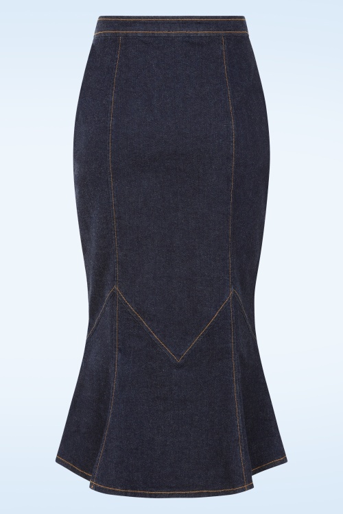 Rock-a-Booty - Topvintage exclusive ~ Rizzo pencil rok in donker denim 5