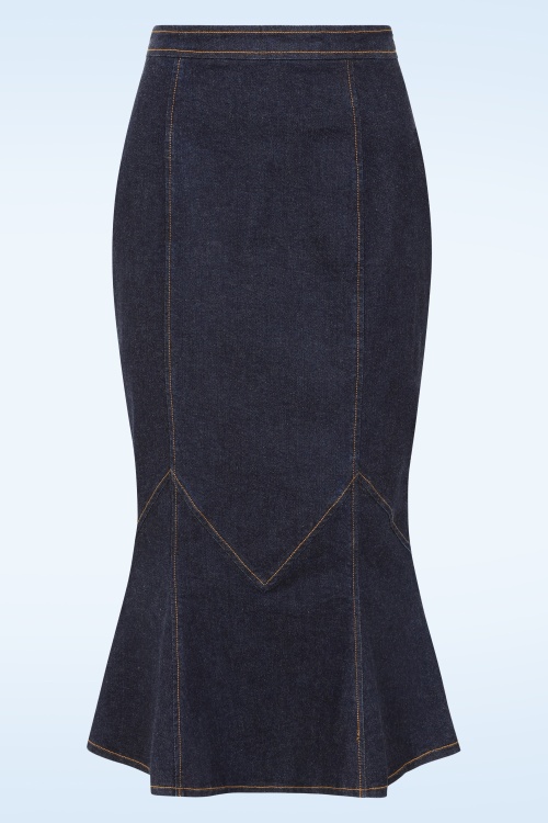 Rock-a-Booty - Topvintage exclusive ~ Rizzo pencil rok in donker denim 2