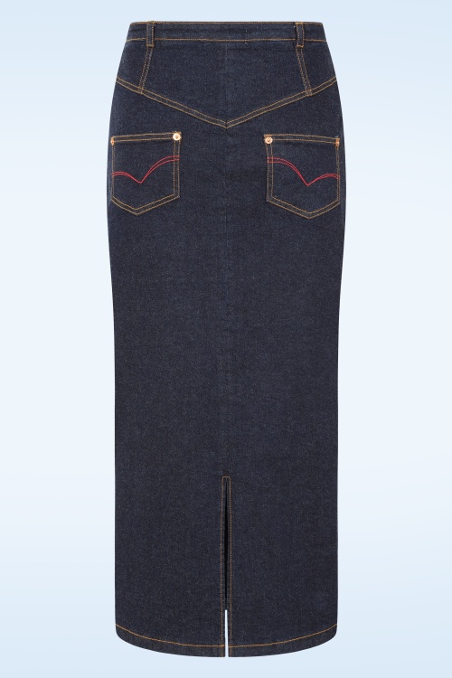 Rock-a-Booty - Topvintage exclusive ~ Maxime maxi rok in donker denim 5