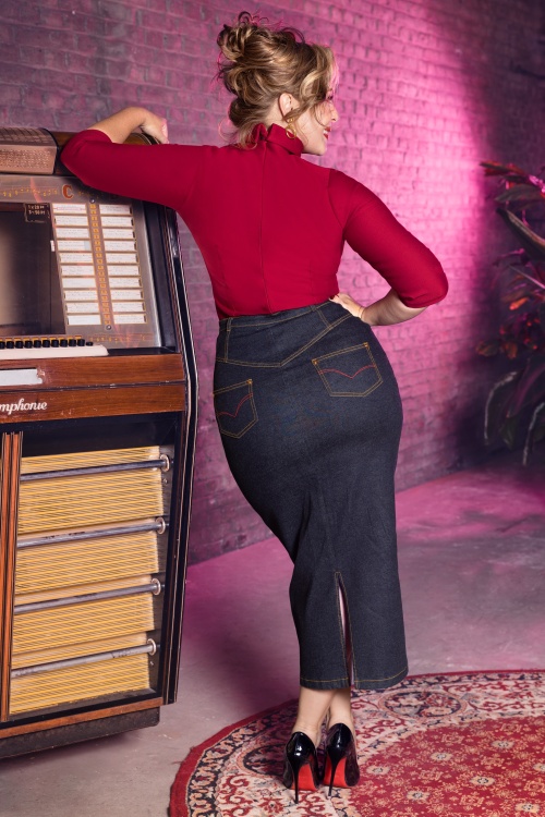 Rock-a-Booty - Topvintage exclusive ~ Maxime maxi rok in donker denim 4